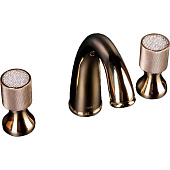 Смеситель для раковины на 3 отверстия ROYAL CRYSTAL BLACK, золото_Комплект
