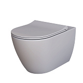 Унитаз Queen 113T20301R (570*360*400) СЕРЫЙ МАТОВЫЙ подвесной БЕЗОБОДКОВЫЙ с тонкой крышкой, 2 места
