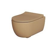 Унитаз Abner 103T20501R (545*360*330) МАТОВЫЙ ТЕМНО-БЕЖЕВЫЙ подвесной БЕЗОБОДКОВЫЙ с тонкой крышкой, 2 места